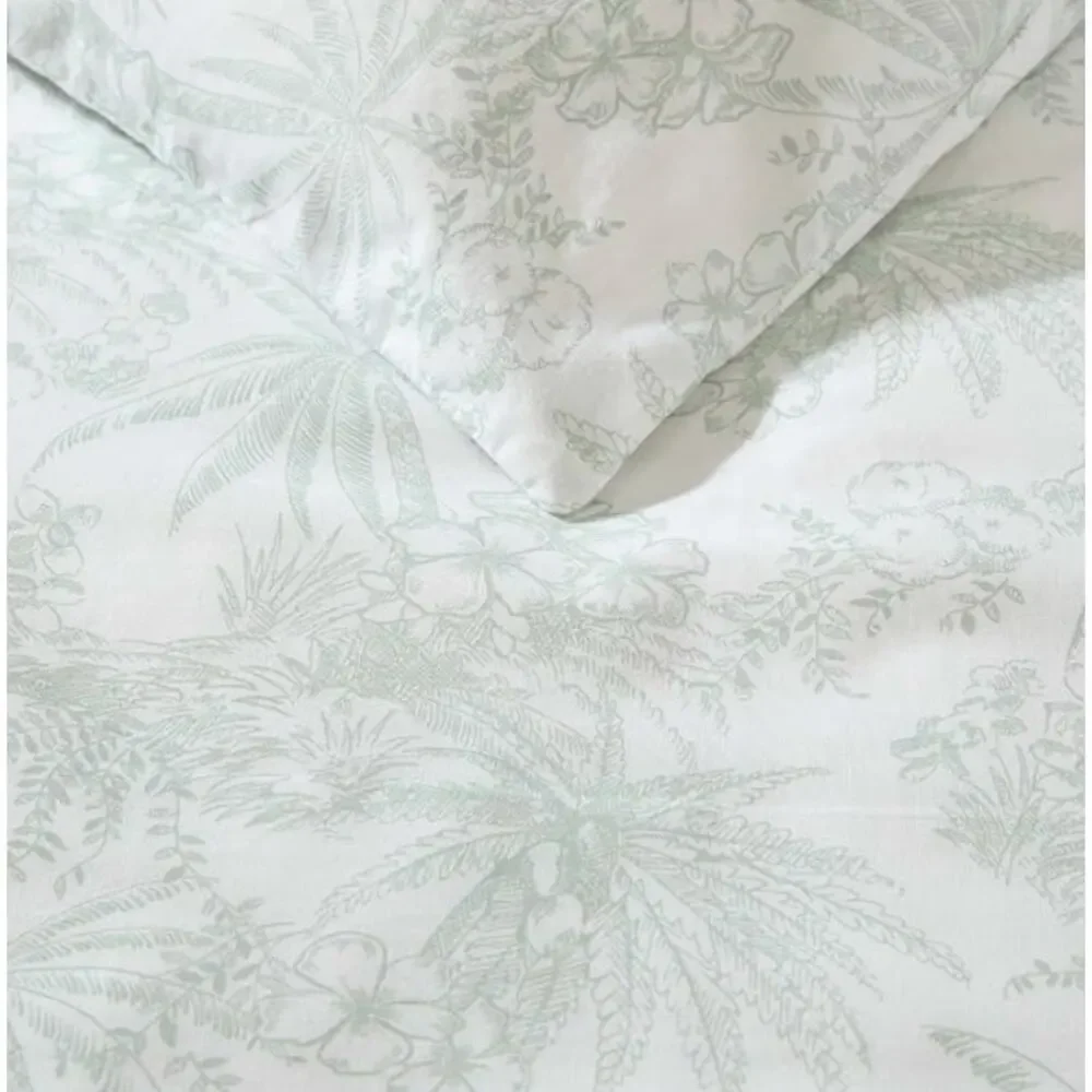 Tommy Bahama 3 Piece 100% Cotton Queen Duvet Cover Set- Pen and Ink Light Green